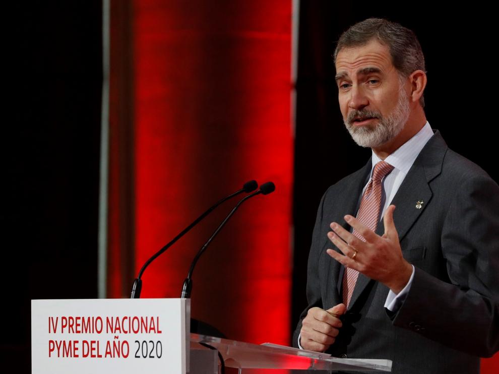 Felipe VI, en la entrega del Premio Nacional Pyme del Año 2020