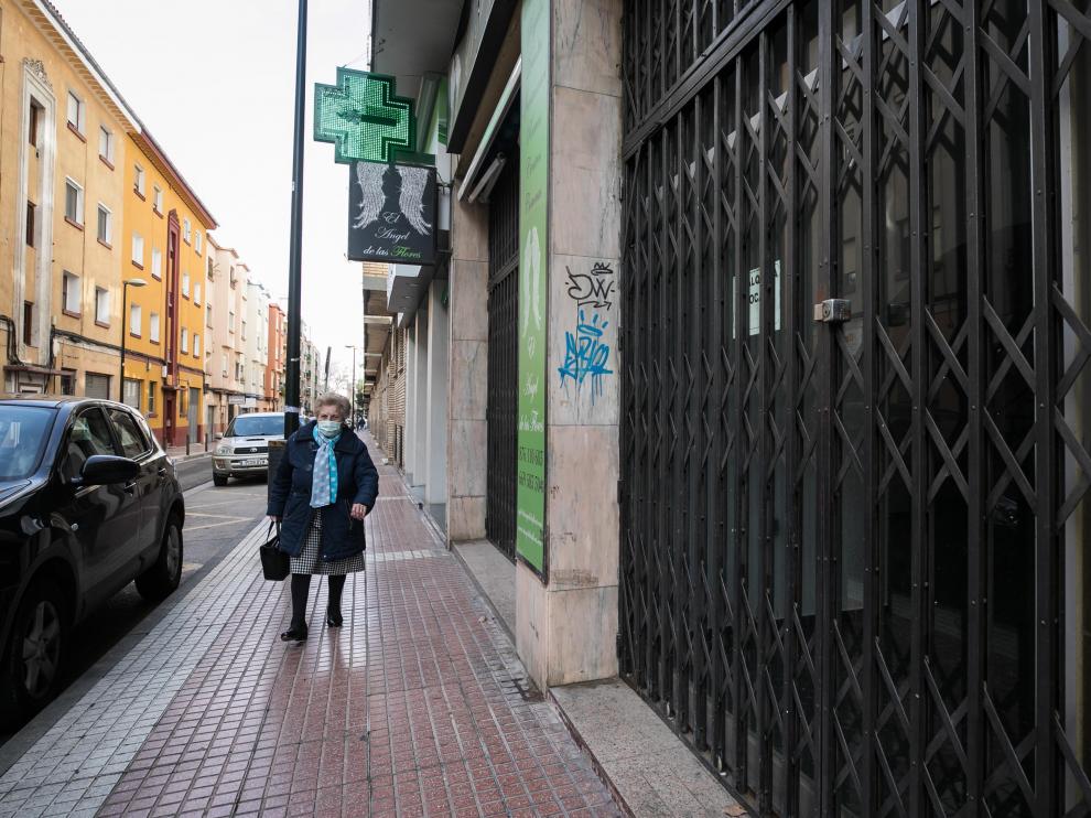 Un local cerrado en Zaragoza.