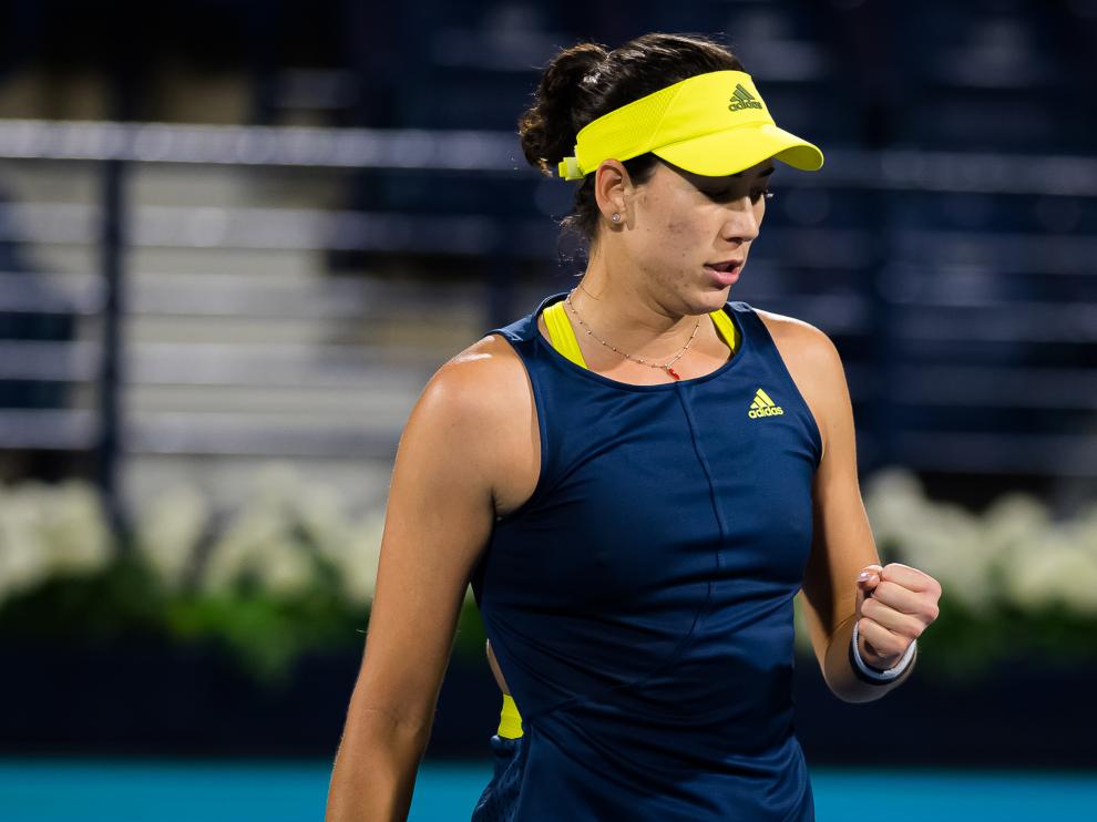 Garbiñe Muguruza durante el pasado encuentro de los cuartos de final.