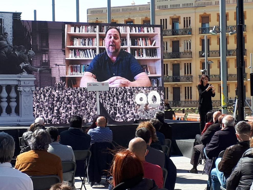 Oriol Junqueras en un acto en Barcelona por el 90 aniversario de ERC.