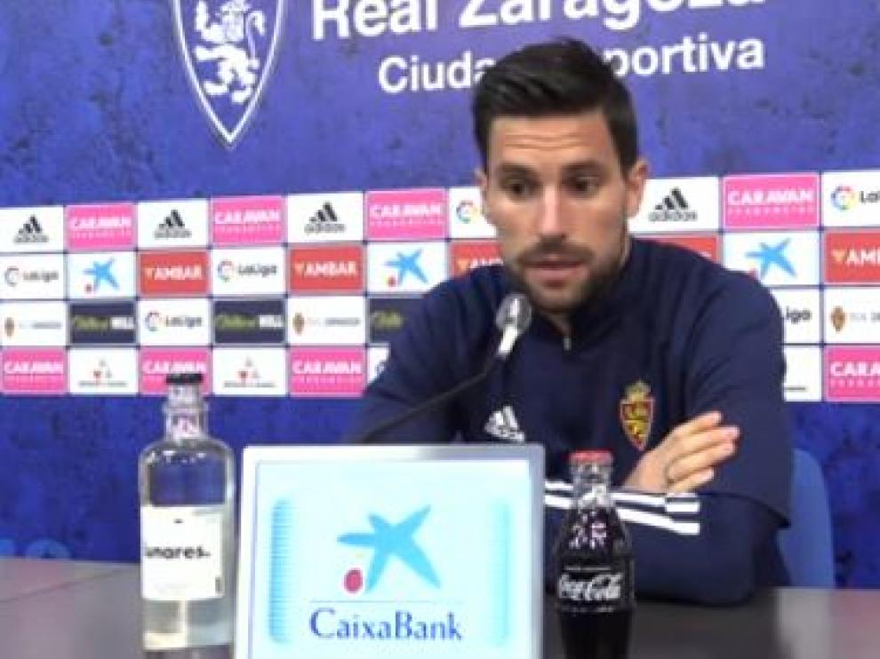 Adrián González, este jueves en la rueda de prensa ofrecida antes del entrenamiento del Real Zaragoza.