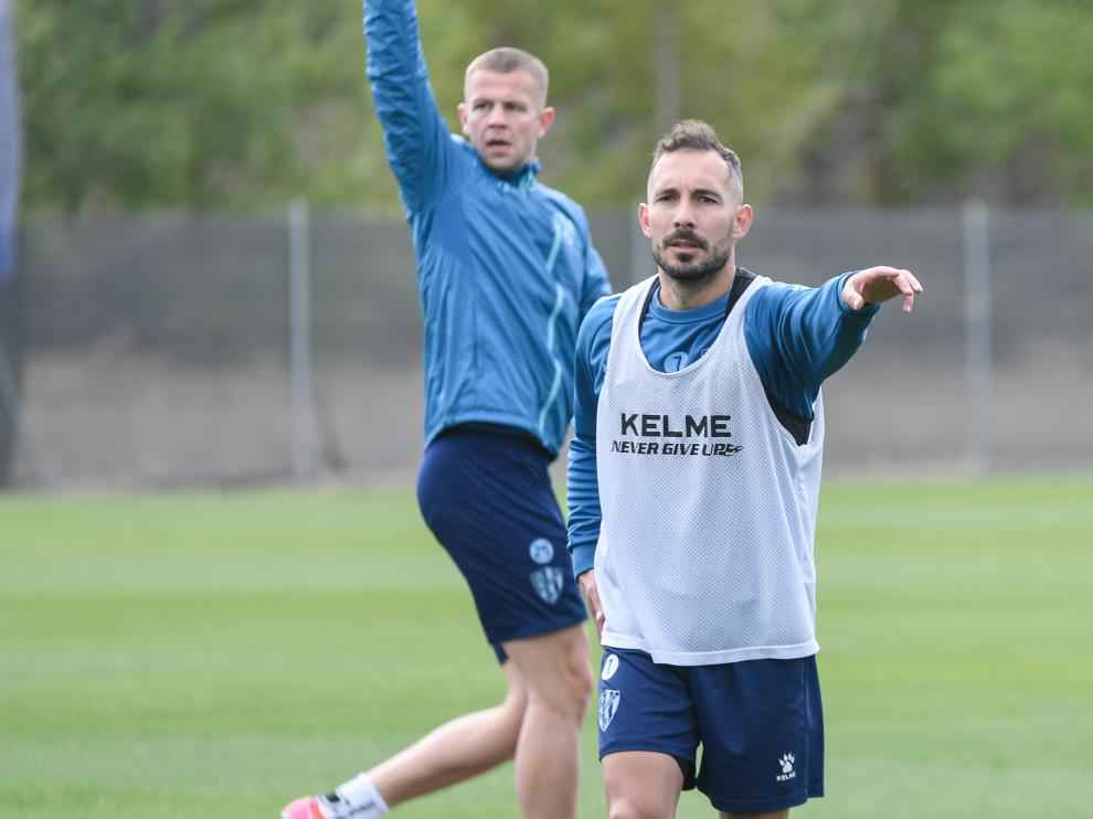 Ferreiro y Vavro, durante el entrenamiento de este jueves.