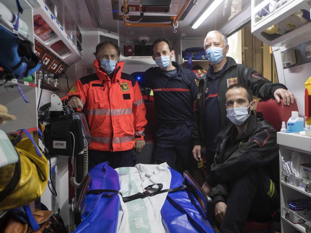 Los bomberos Luis Domínguez, Sergio Morales, Francisco Medina y Juan Montañes.