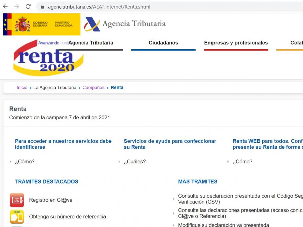 Página web de la Agencia Tributaria.