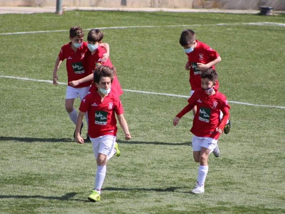 Celebración de un gol del Benjamín Preferente del Stadium Venecia
