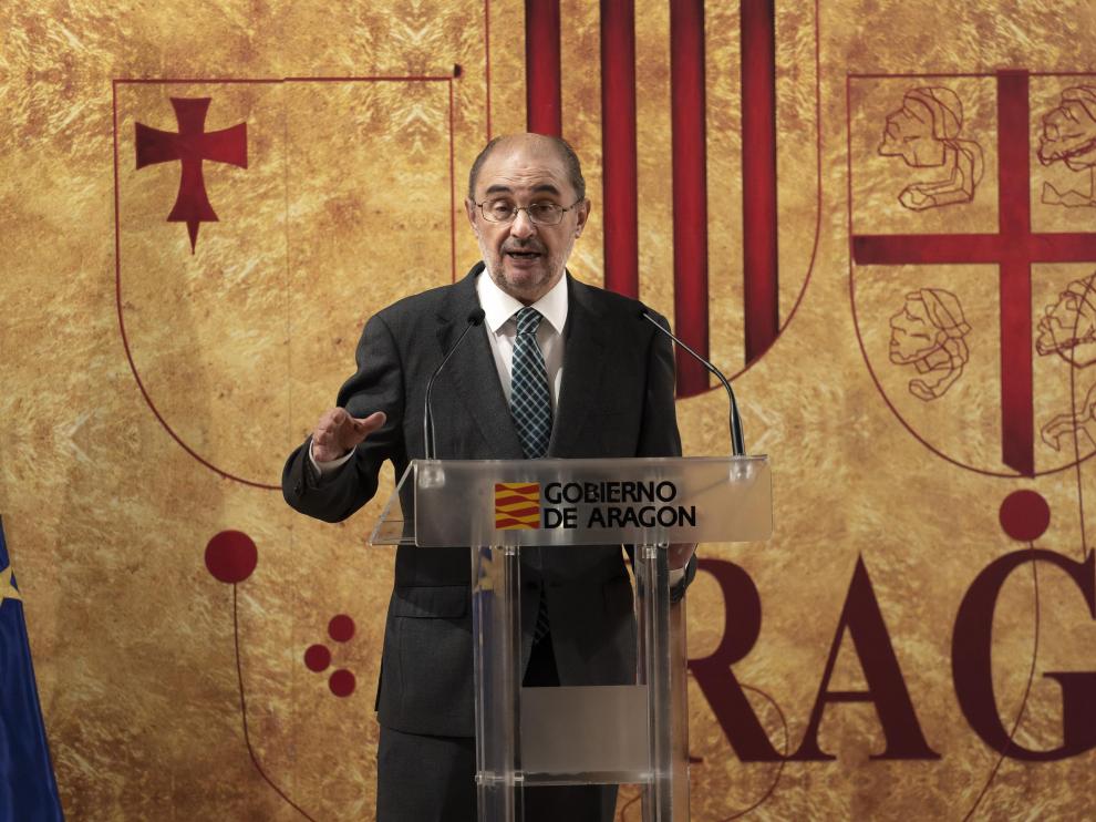 El presidente del Gobierno de Aragón, Javier Lambán, en el acto del Día de Aragón en Teruel