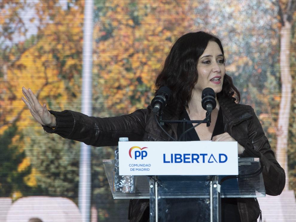 Isabel Díaz Ayuso, este viernes en un acto de campaña
