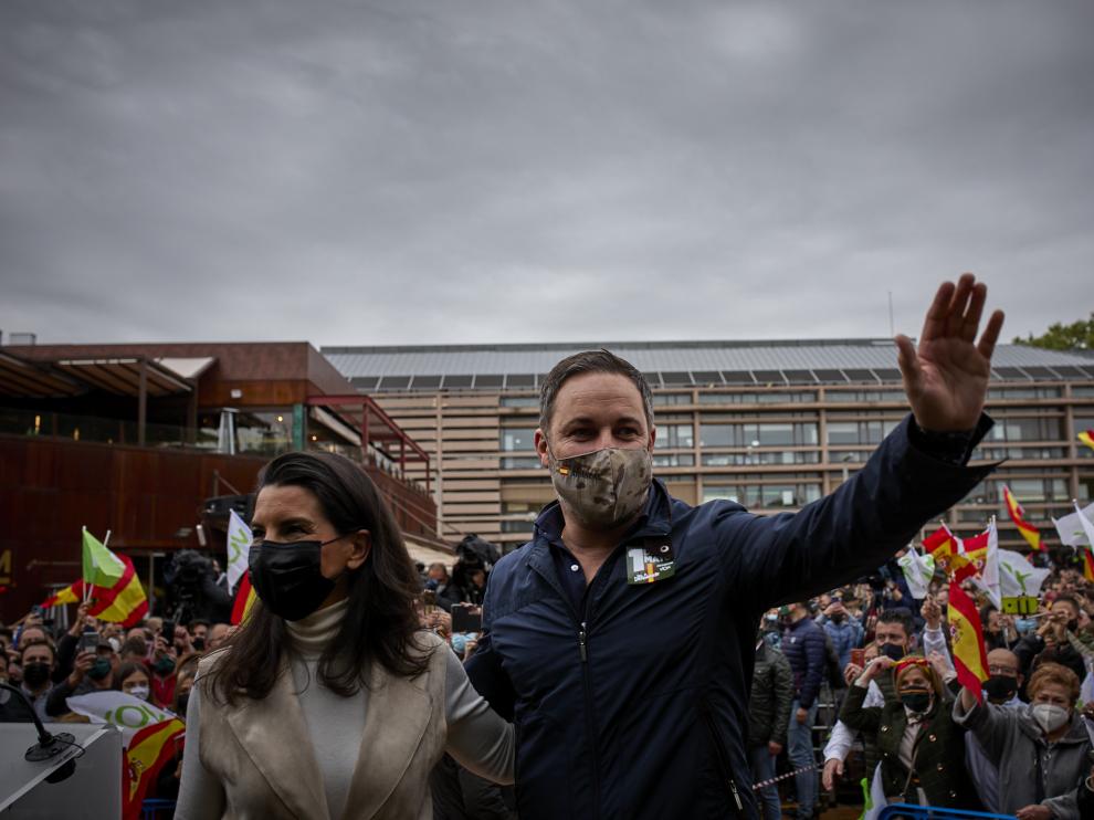 Acto de Santiago Abascal junto a Rocío Monasterio en Madrid este domingo