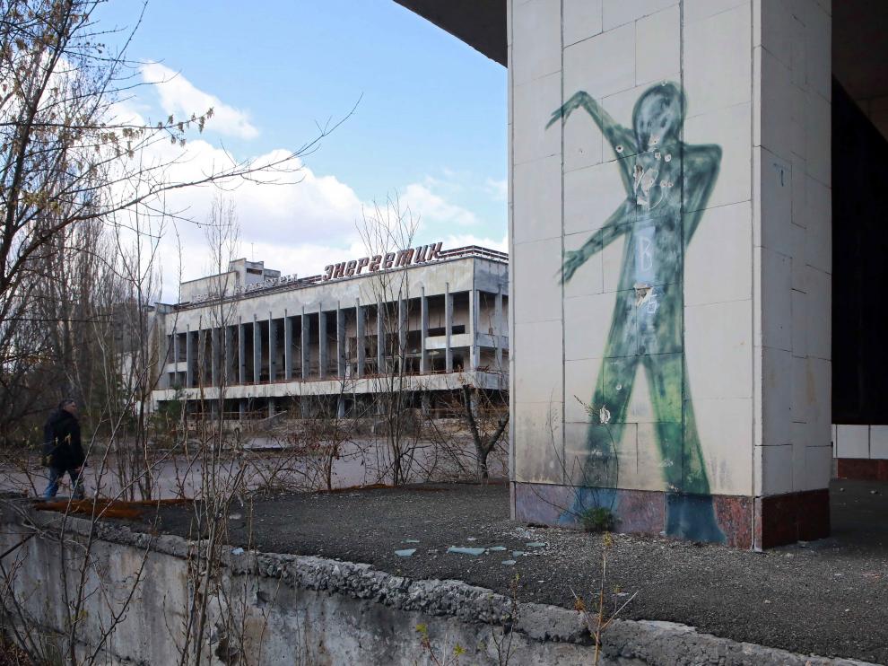 Un mural cerca de Chrnóbil.