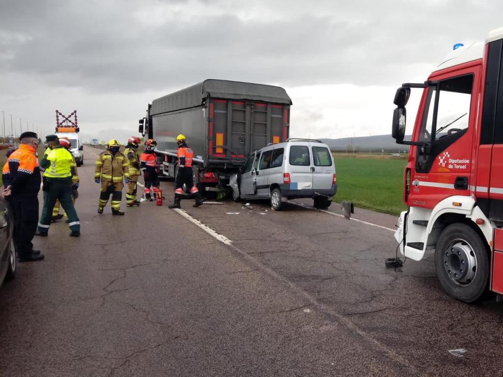 Accidente de un camión en Teruel