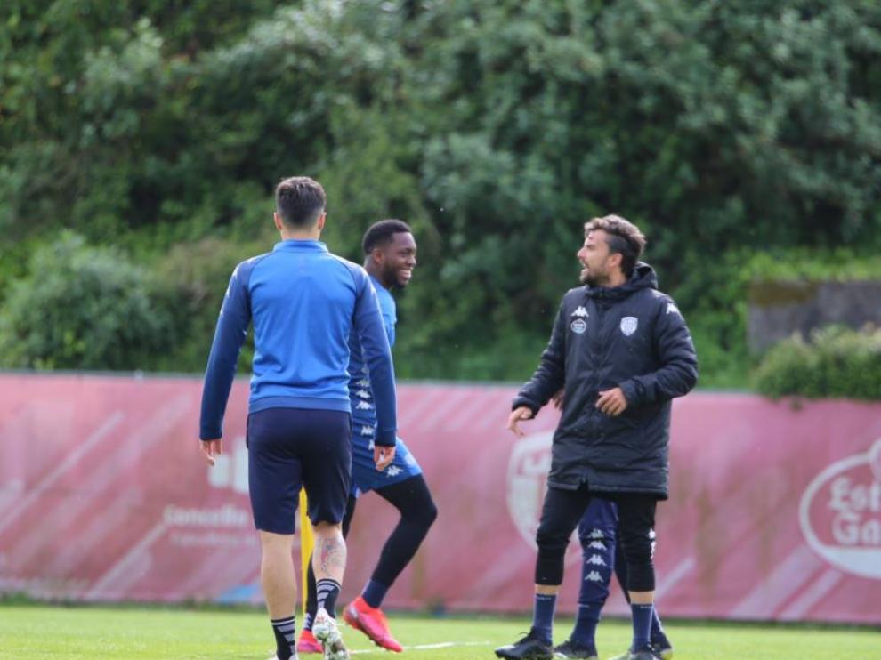 Rubén Albés en un entrenamiento del Lugo.