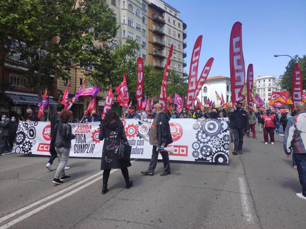 Manifestación en Zaragoza por el 1 de mayo.