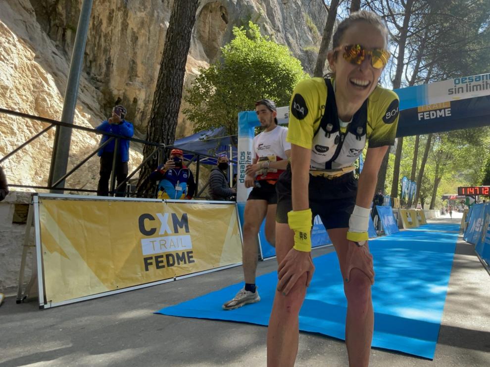 Virginia Pérez, tras cruzar la meta en el Nacional de carreras por montaña.