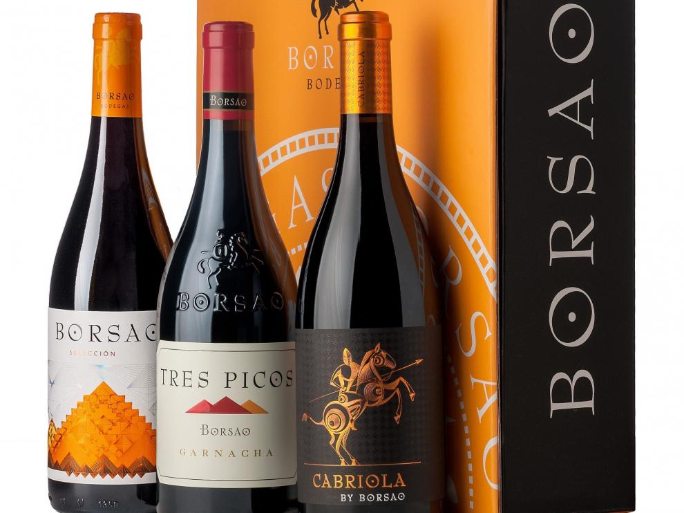 Tres de los vinos de Bodegas Borsao premiados en Vinespaña 2021.