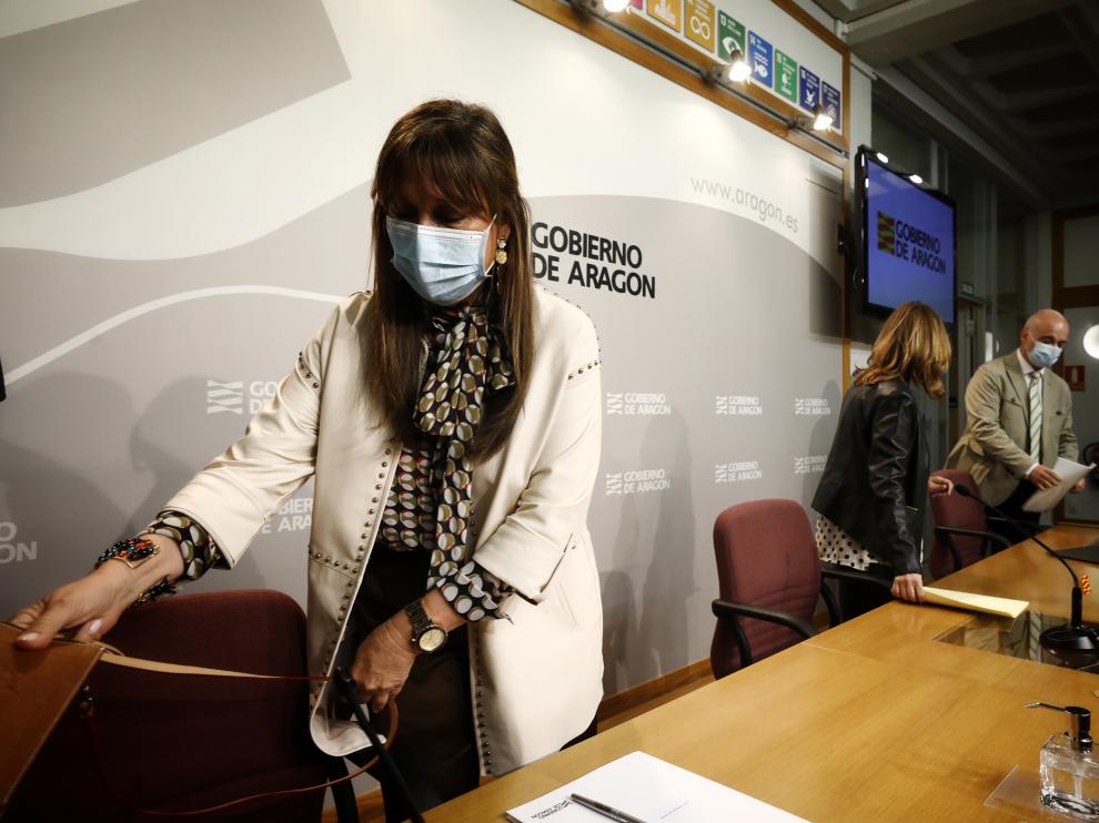 Comparecencia de Sira Repollés y Mayte Pérez tras el Consejo de Gobierno.