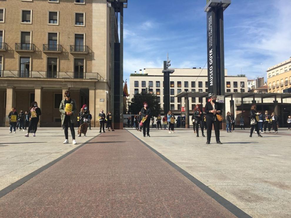 Protesta de las peluquerías en Zaragoza este 17 de mayo de 2021.