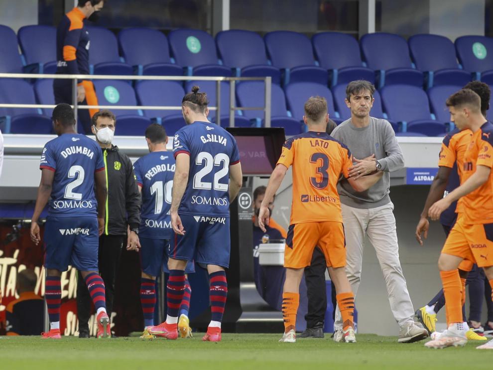 Pacheta, tras consumarse el descenso ante el Valencia.