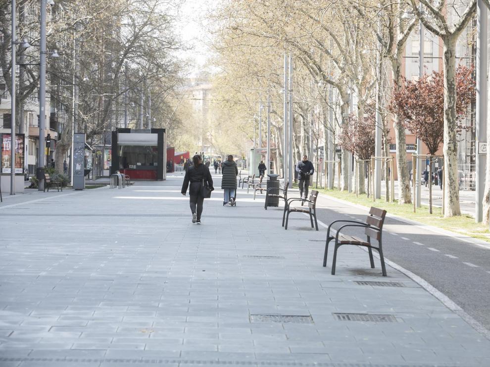 Vista del paseo de la Gran Vía, en marzo de 2020.