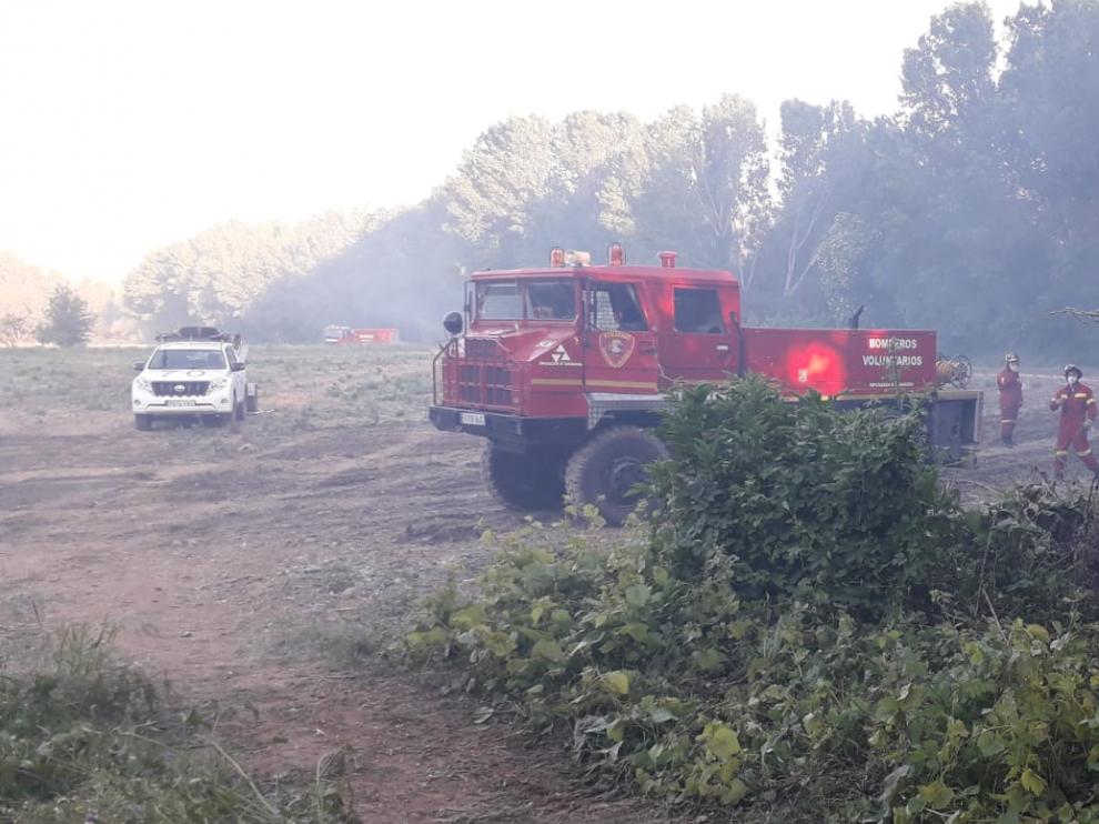 Incendio forestal en una zona de chalés en Tarazona