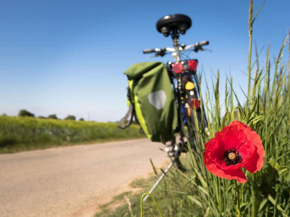 Foto de archivo de una bicicleta en el campo
