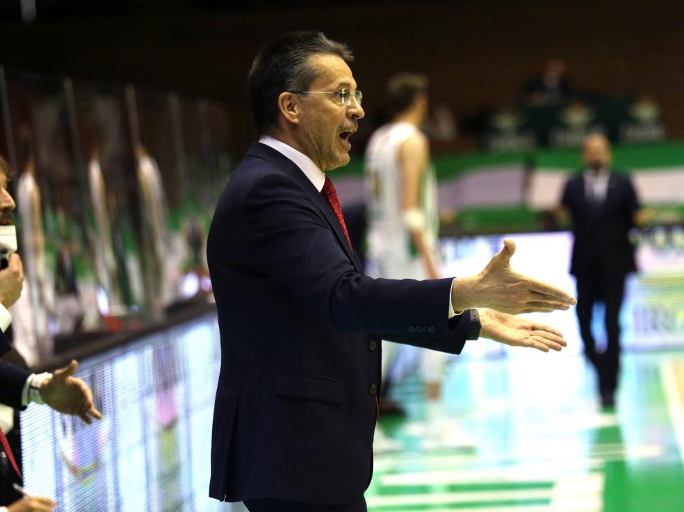 Pedro Martínez, durante el partido Básquet Manresa-Betis de la presente temporada.