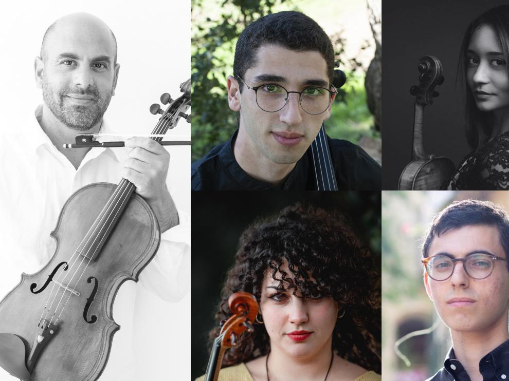 De izquierda a derecha y de arriba a abajo Avri Levitan, Izak Nuri, Karine Vandanyan, Vika Gelman y Lior Grunwald