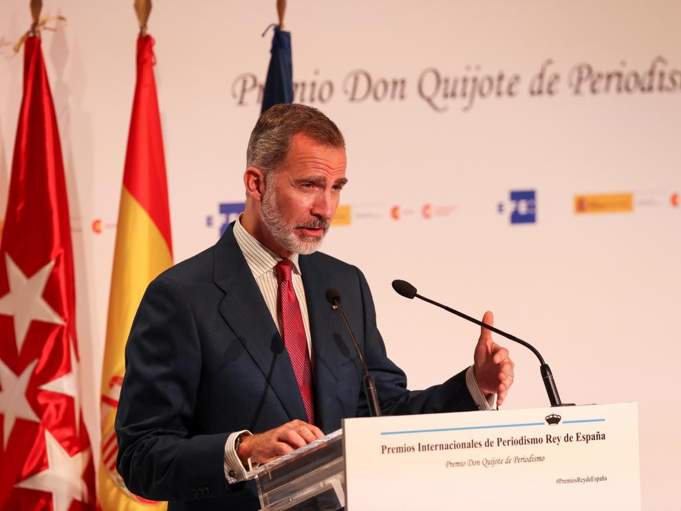 Felipe VI, durante su intervención en la entrega de premios.