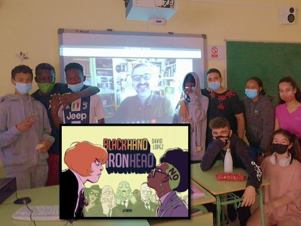 Los alumnos charlaron con el historietista por videoconferencia