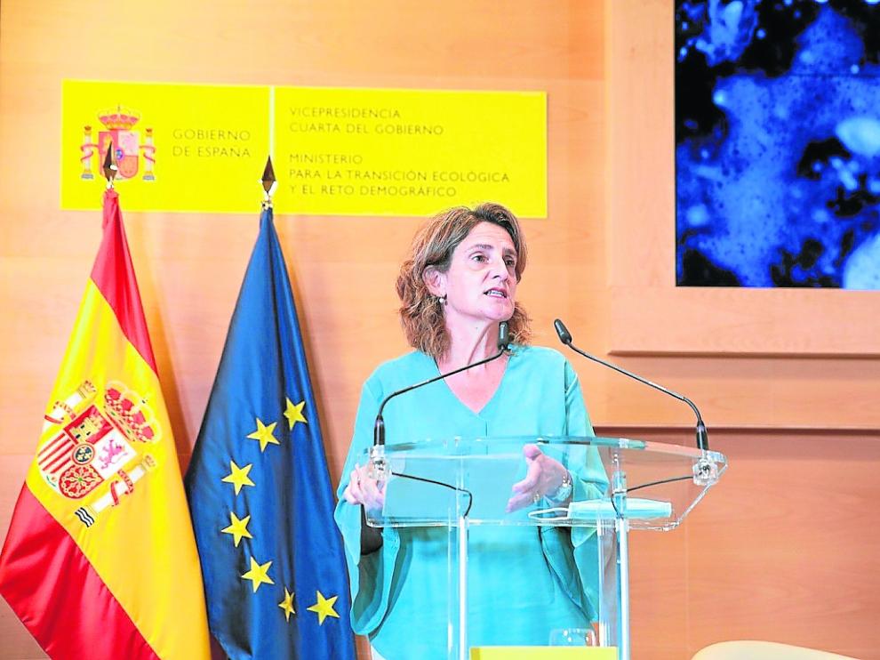 La vicepresidenta y ministra de Transición Ecológica, Teresa Ribera, este lunes, durante la presentación.