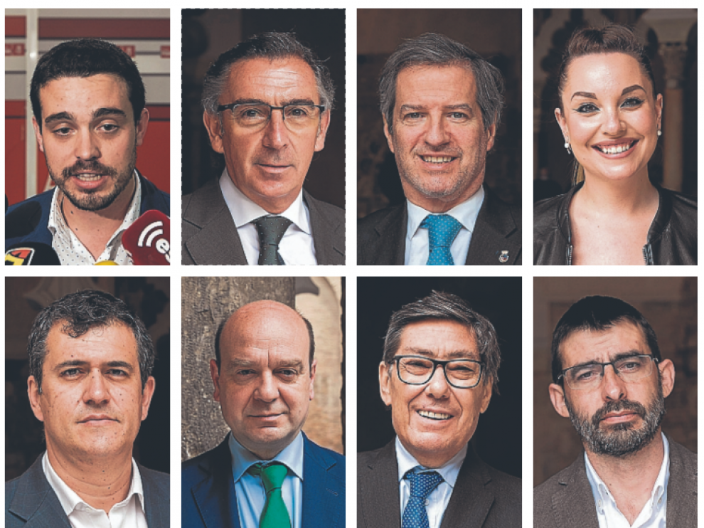 De izquierda a derecha, y de arriba a abajo: Darío Villagrasa, L. M. Beamonte, Daniel Pérez, Maru Díaz, Joaquín Palacín, Santiago Morón, Arturo Aliaga y Álvaro Sanz.