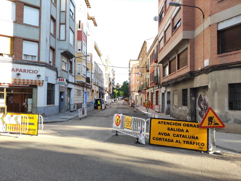 Obras en la calle Santiago Lapuente de Zaragoza
