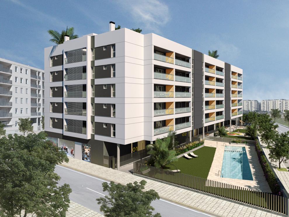 Vista general del edificio Atalaya, que dispone de viviendas de dos a cuatro dormitorios.