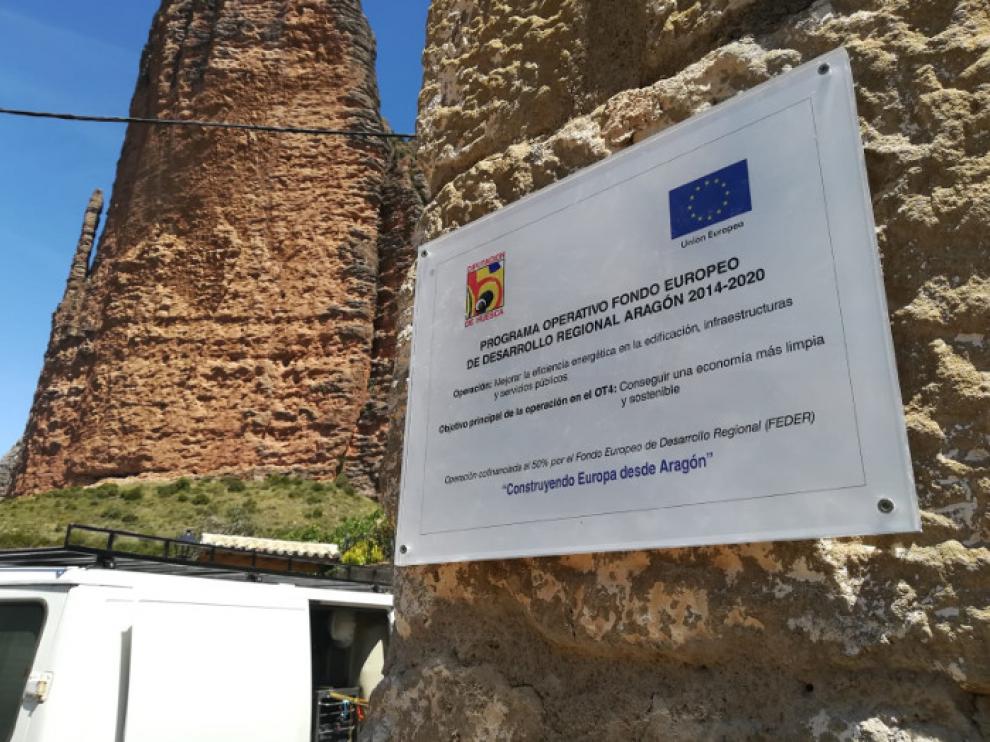 Una de las actuaciones de eficiencia energética subvencionada en Las Peñas de Riglos por la DPH.