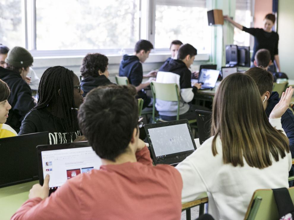 Imagen de febrero de 2020 de un examen en la Escuela de Idiomas de Zaragoza.