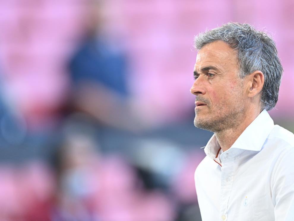 Luis Enrique, a su llegada al estadio danés.