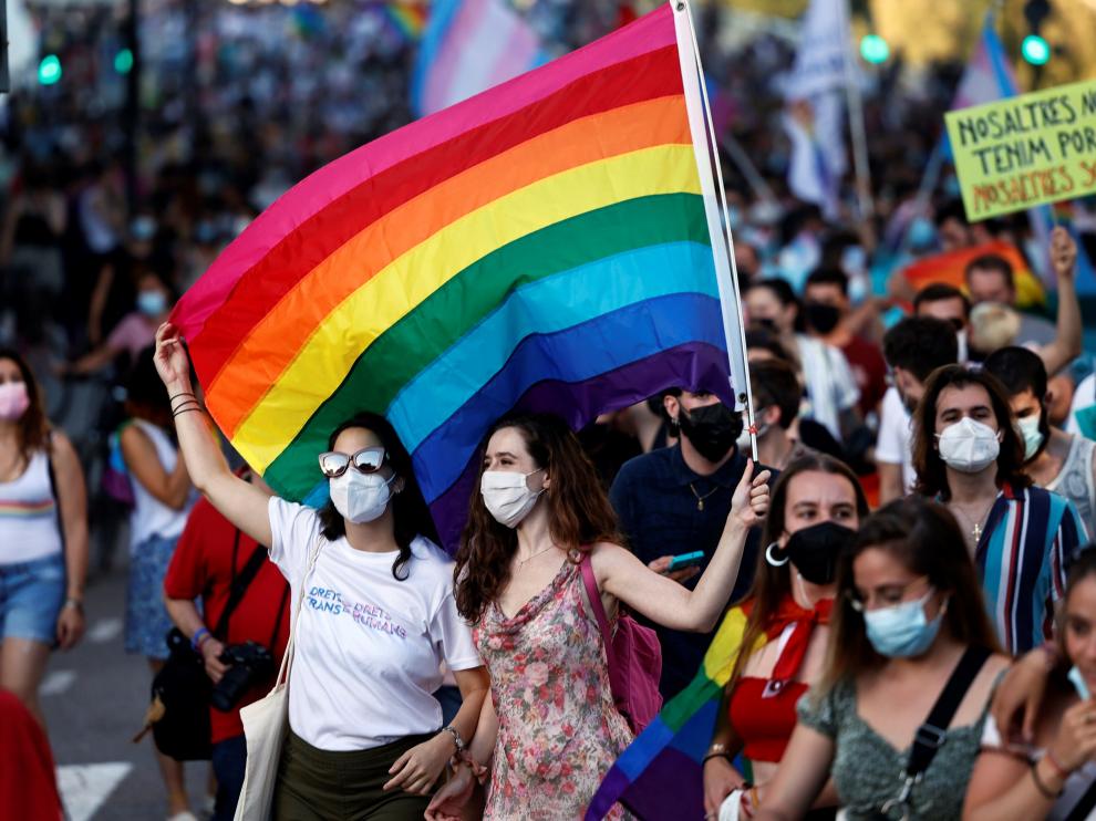 Manifestación del Orgull LGTB+ bajo el lema Els drets trans són drets humans