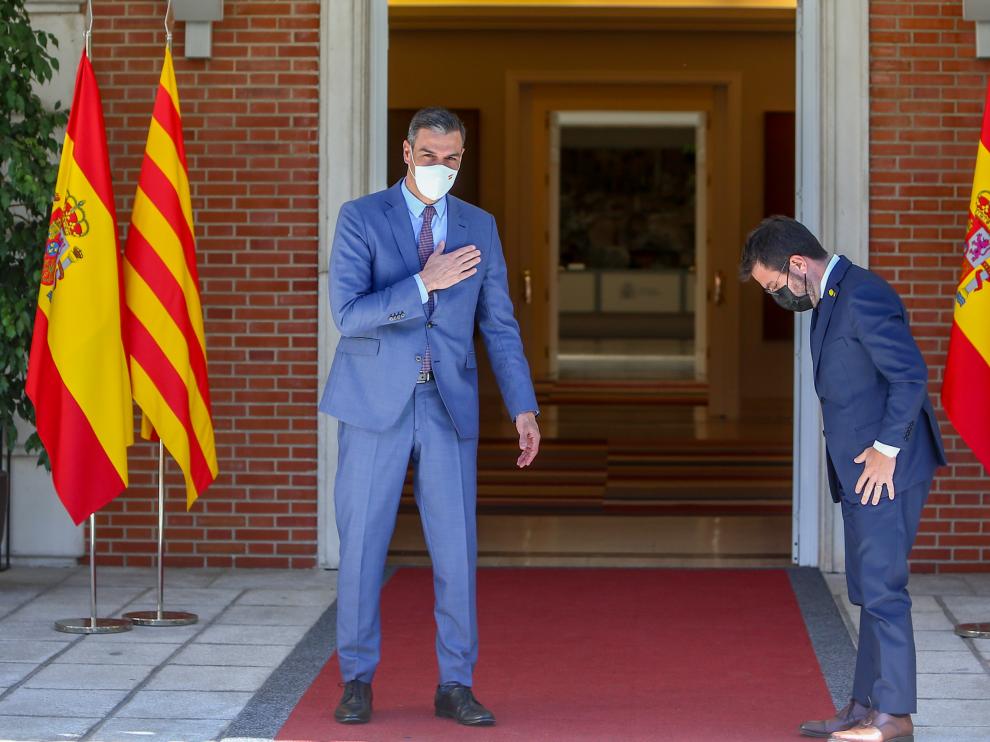 Sánchez recibe a Aragonès en la Moncloa