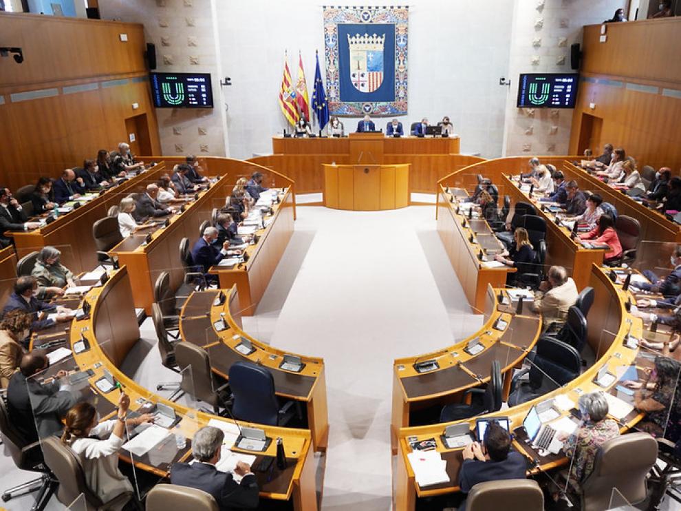 Sesión plenaria de las Cortes de Aragón de este martes