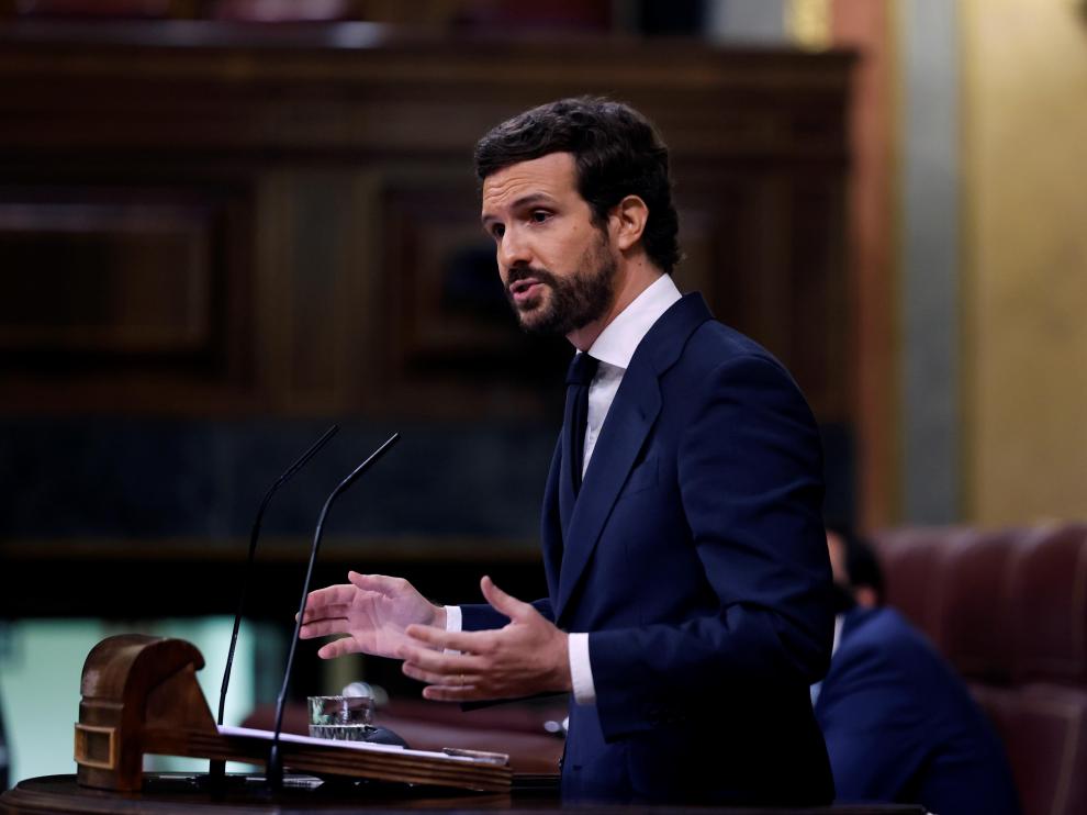 Pablo Casado, este miércoles en el Congreso.