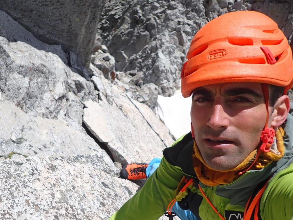 Jonatan García, durante su último reto en el Pirineo.