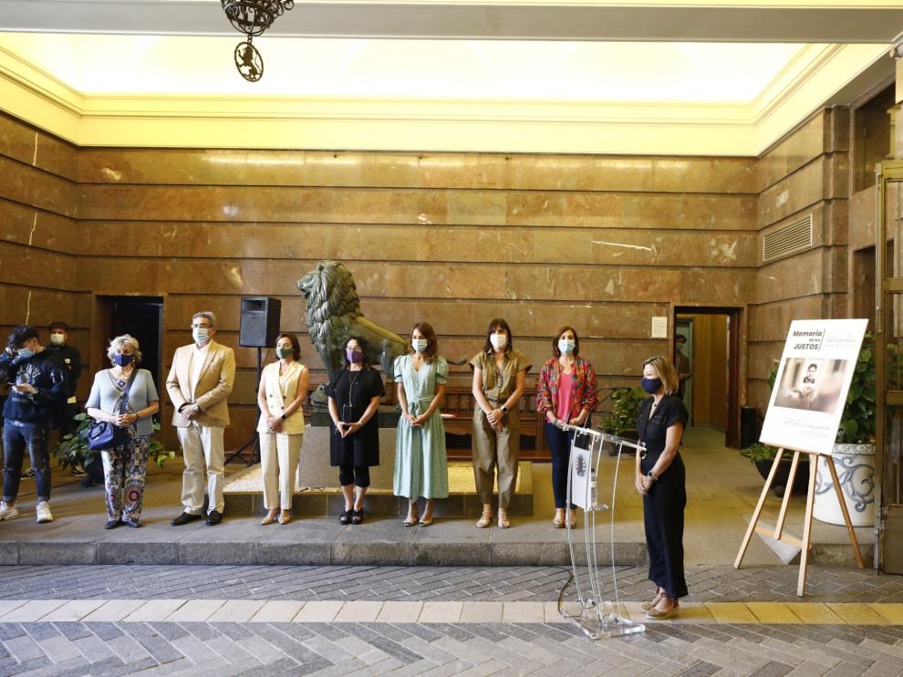 Homenaje a Miguel Ángel Blanco en el Ayuntamiento de Zaragoza.