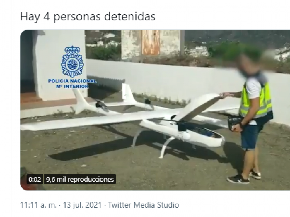 Una imagen del dron incautado por la policía.