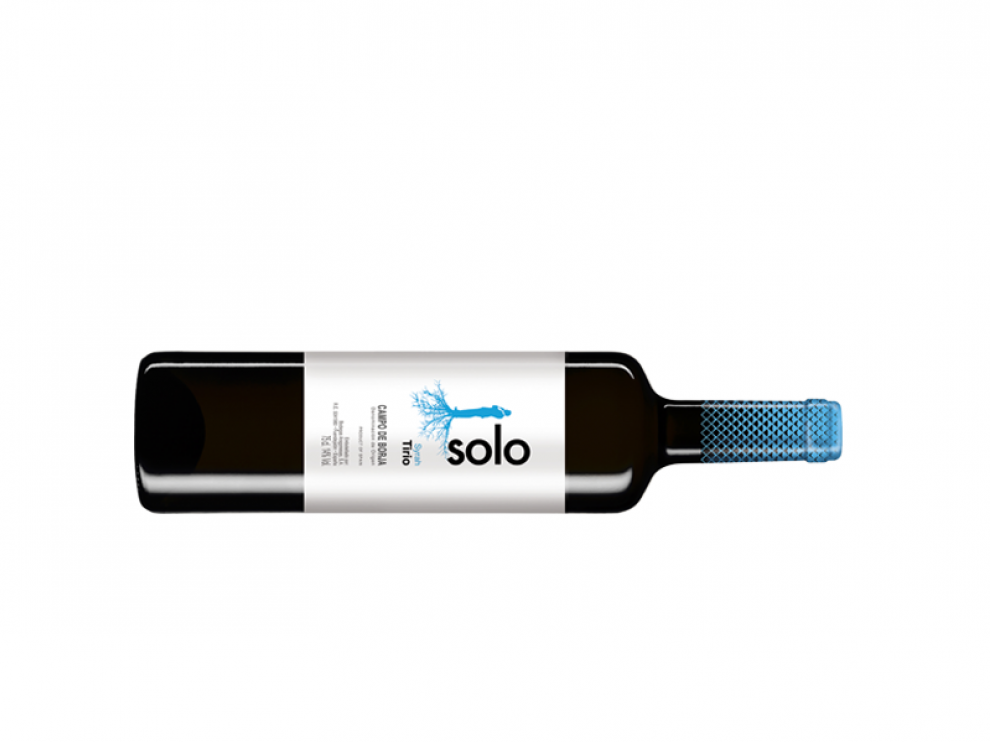 Botella de Solo Syrah Tirio, de Bodegas Aragonesas.