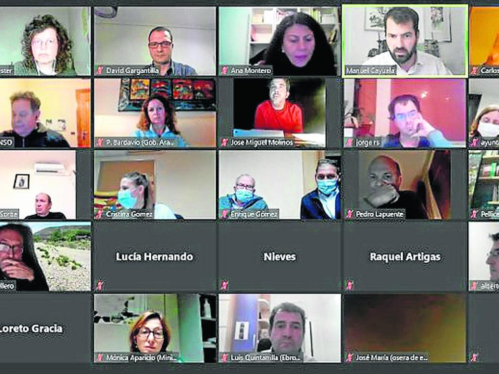 Imagen del taller participativo del tramo Osera-Fuentes de Ebro, celebrado de forma ‘online’ por la covid.