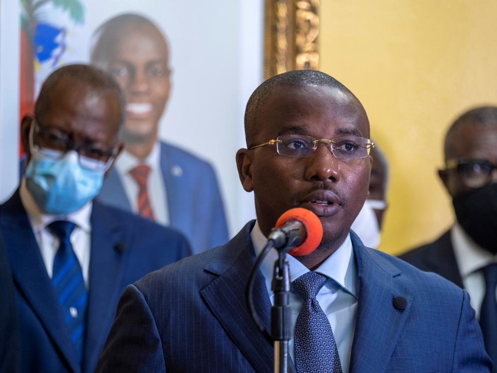 FILE PHOTO: Interim Prime Minister Claude Joseph gives a press conference