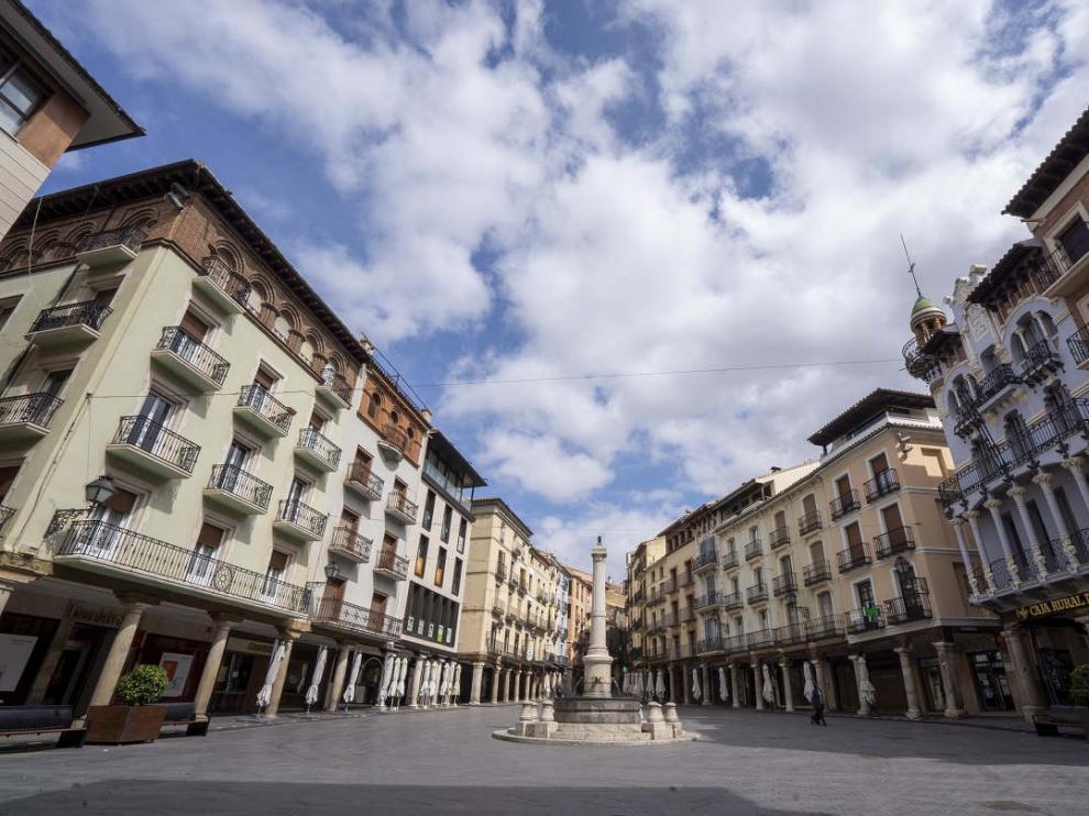 Plaza del Torico en Teruel durante el estado de alarma.