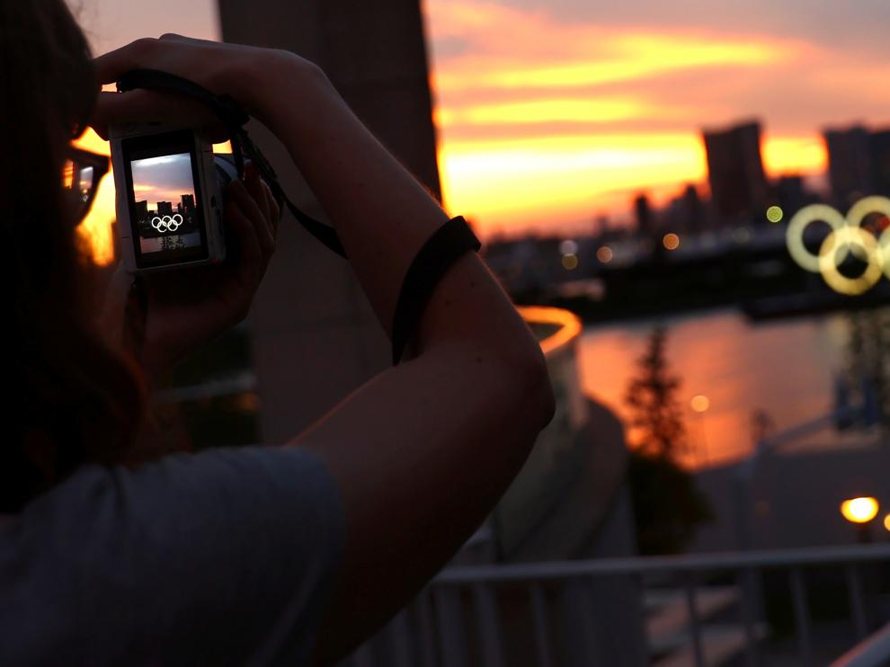 The Olympic Rings are photographed ahead of the Tokyo 2020 Olympic Games in Tokyo