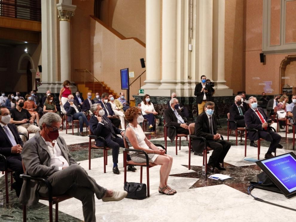 Arturo Aliaga, hoy, en la presentación de la hoja de ruta del hidrógeno en la sala de la Corona del Pignatelli.