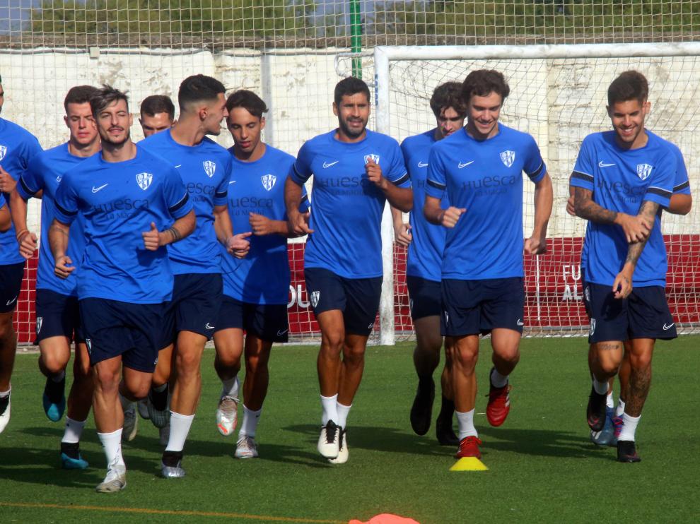 Lluís Sastre, en el primer entrenamiento del Huesca B.