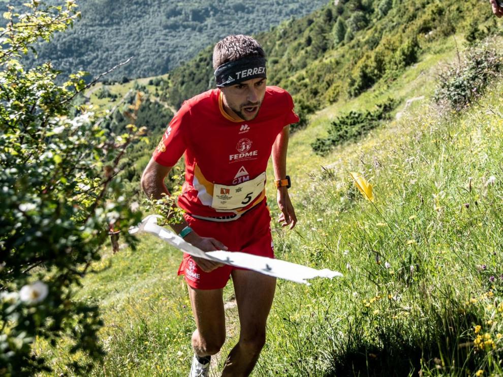Daniel Osanz, durante su participación en el Mundial absoluto de kilómetro vertical en el que fue subcampeón.